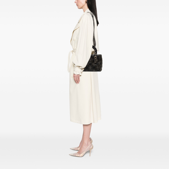 Pre-Loved Dior Medium Calfskin Cannage Embossed Flower Studded Supple Lady Dior - Picture 7 of 7